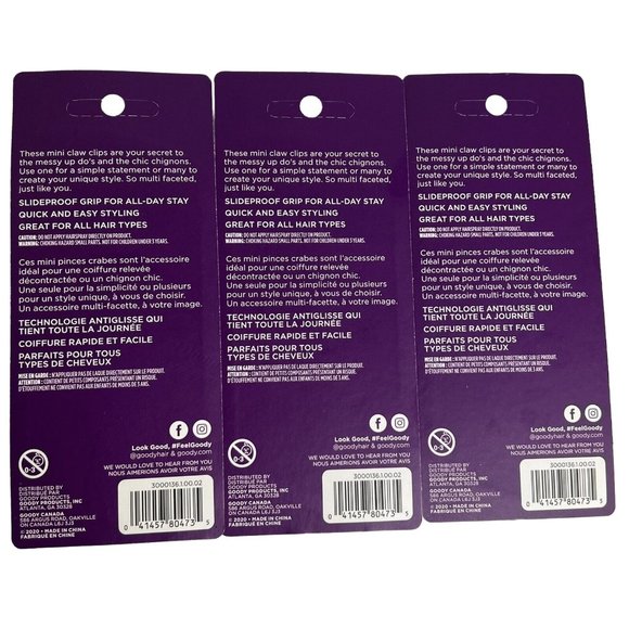 Goody Mini Claw Clips Slide Proof Lock In Style 15 Clip Pack 3 Packs 45 Total - Picture 2 of 12
